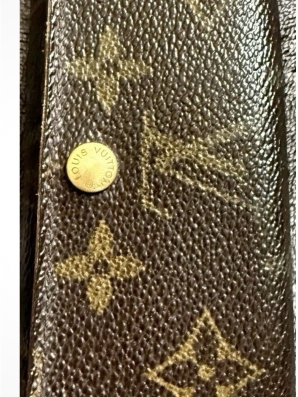 Louis Vuitton Monogram Brown Leather Logo Print Key Chain